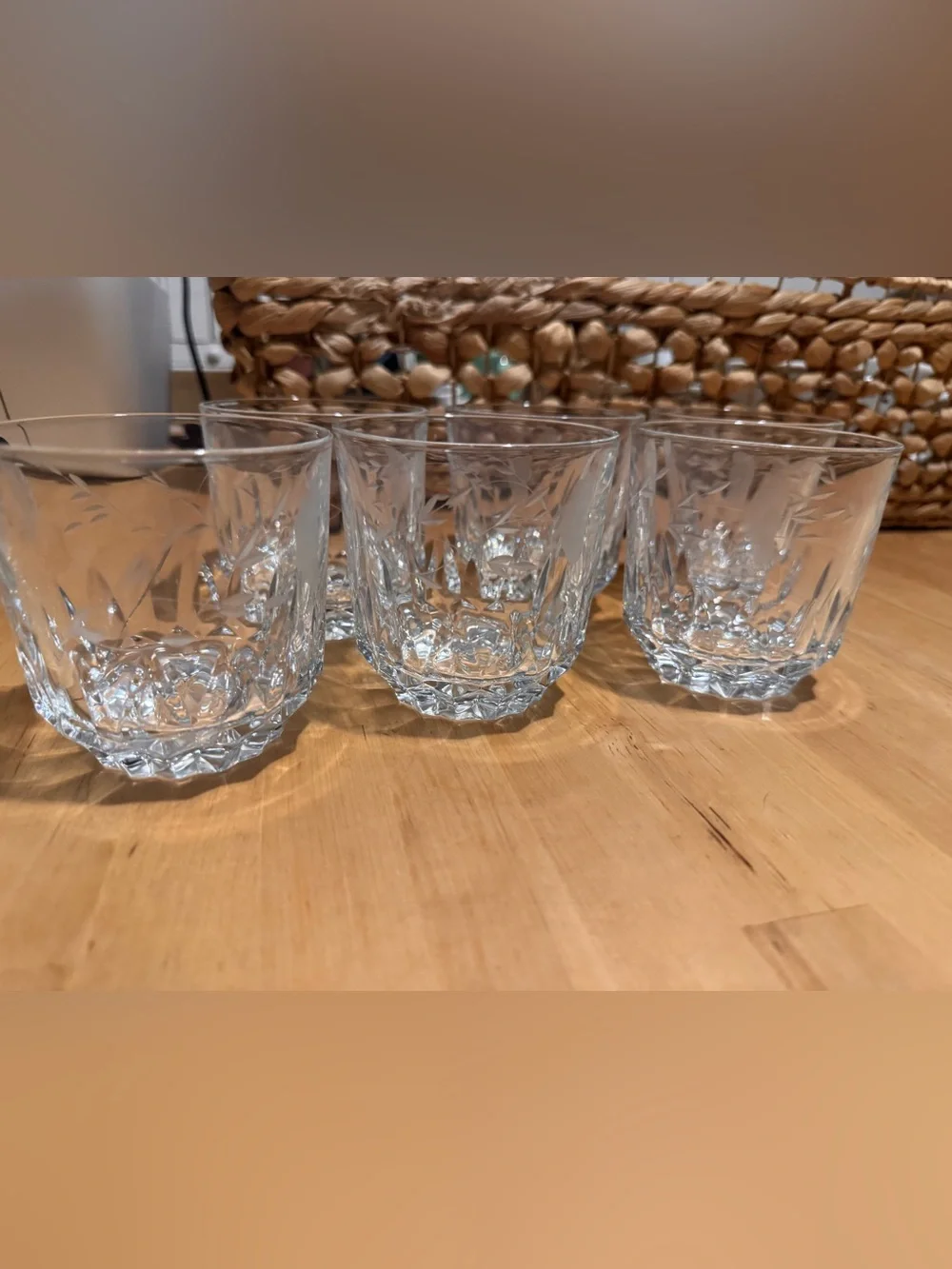 Vintage Floral Etched Glass Tumbler Set - 5 Pack